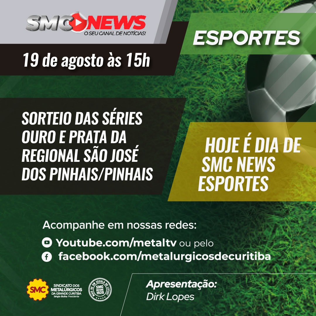 Sorteio das séries Ouro e Prata da regional São José dos Pinhais/Pinhais é destaque no SMC News Esportes desta terça (19/08)