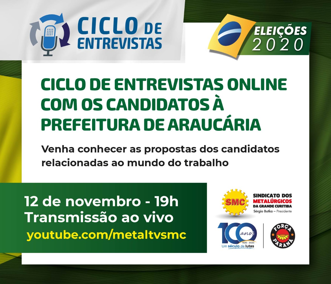 ELEIÇÕES ARAUCÁRIA: METALÚRGICOS DA GRANDE CURITIBA REALIZAM HOJE (12) CICLO DE ENTREVISTAS COM OS  CANDIDATOS À PREFEITURA