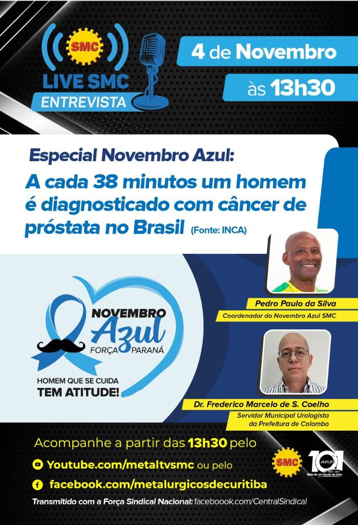 Live SMC especial Novembro Azul:  A cada 38 minutos um homem é diagnosticado com câncer de próstata no Brasil