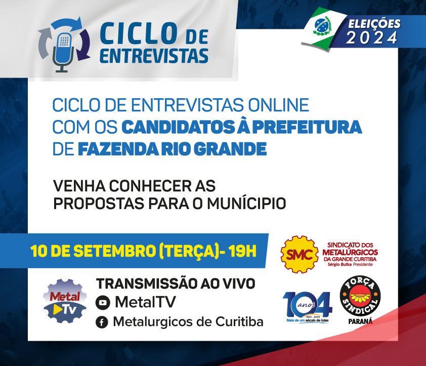  ELEIÇÕES  FAZENDA RIO GRANDE: SMC REALIZA CICLO DE ENTREVISTAS ONLINE COM CANDIDATOS A PREFEITURA  DE FAZENDA RIO GRANDE NESTA TERÇA , 10 DE SETEMBRO