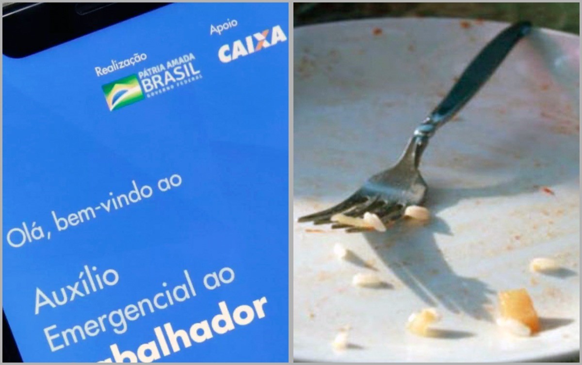 Auxílio emergencial compra meio bife, meio copo de leite, três colheres de arroz