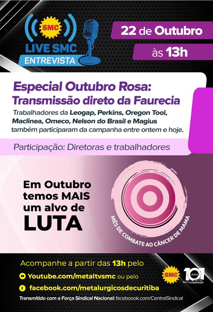 Live SMC: Especial Outubro Rosa com transmissão direto da Faurecia